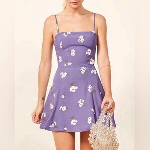 $248 REFORMATION Mini Dress Size 6. KENDALL Floral Fit & Flare Lavender Slip
